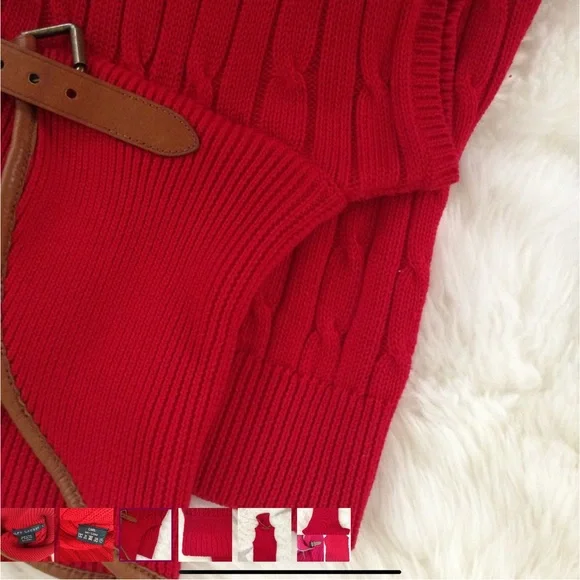 Ralph Lauren Blue Label Red Knit 100% Cotton Turtleneck Sleeveless Sweater - Picture 5 of 7
